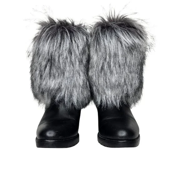 SOREL "Park City" Waterproof Black Leather Faux Fur Wedge Boots | US 8.5 | $300 - Picture 3 of 9